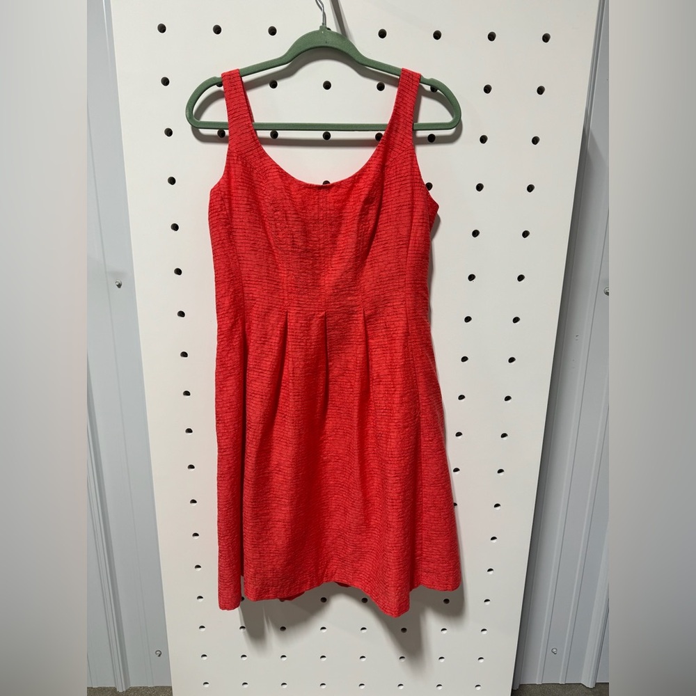 NINE WEST Women Sleeveless Fit & Flare Lace Overlay Coral/Orange Dress Size 6